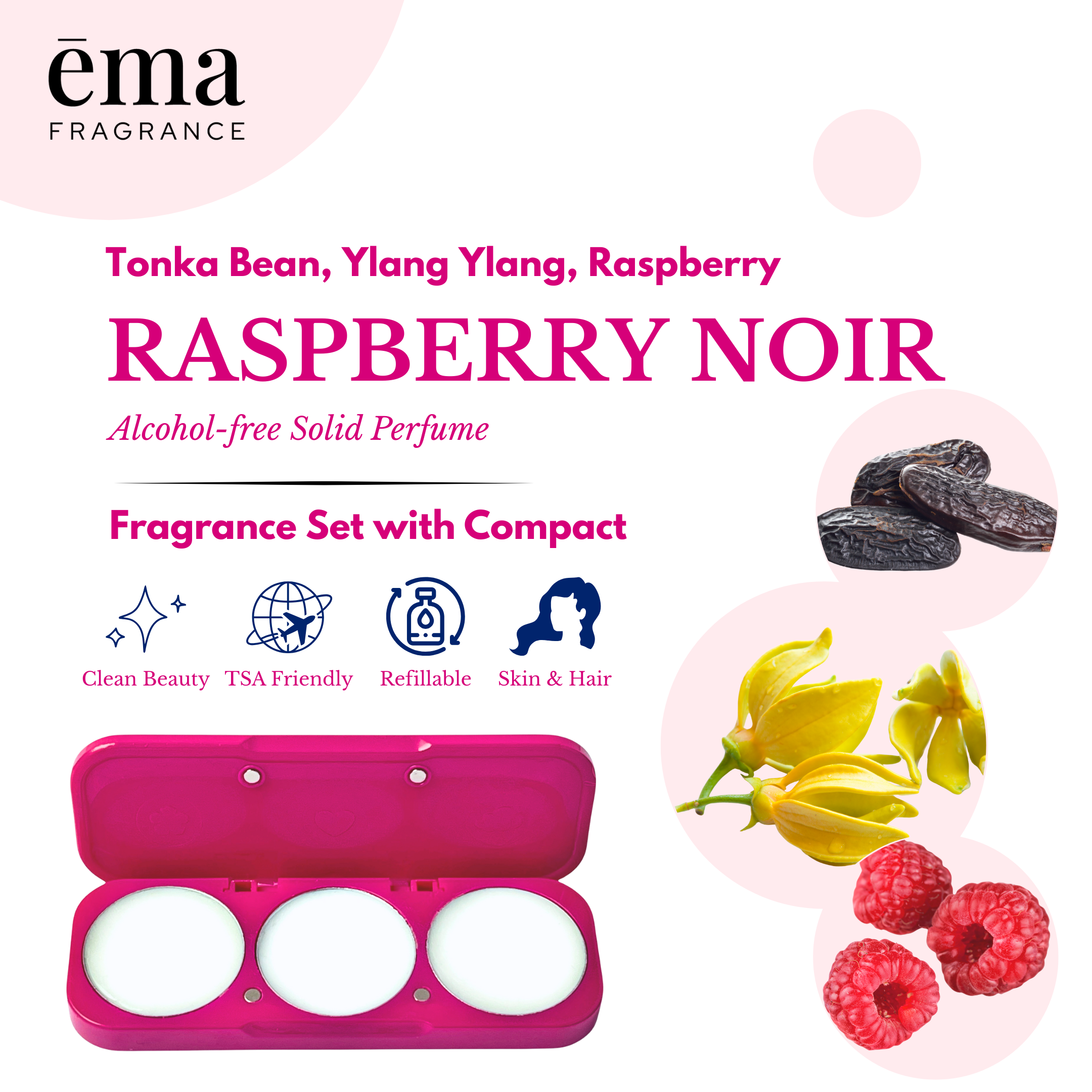 Raspberry Noir Trio Fragrance Set with Refillable Compact