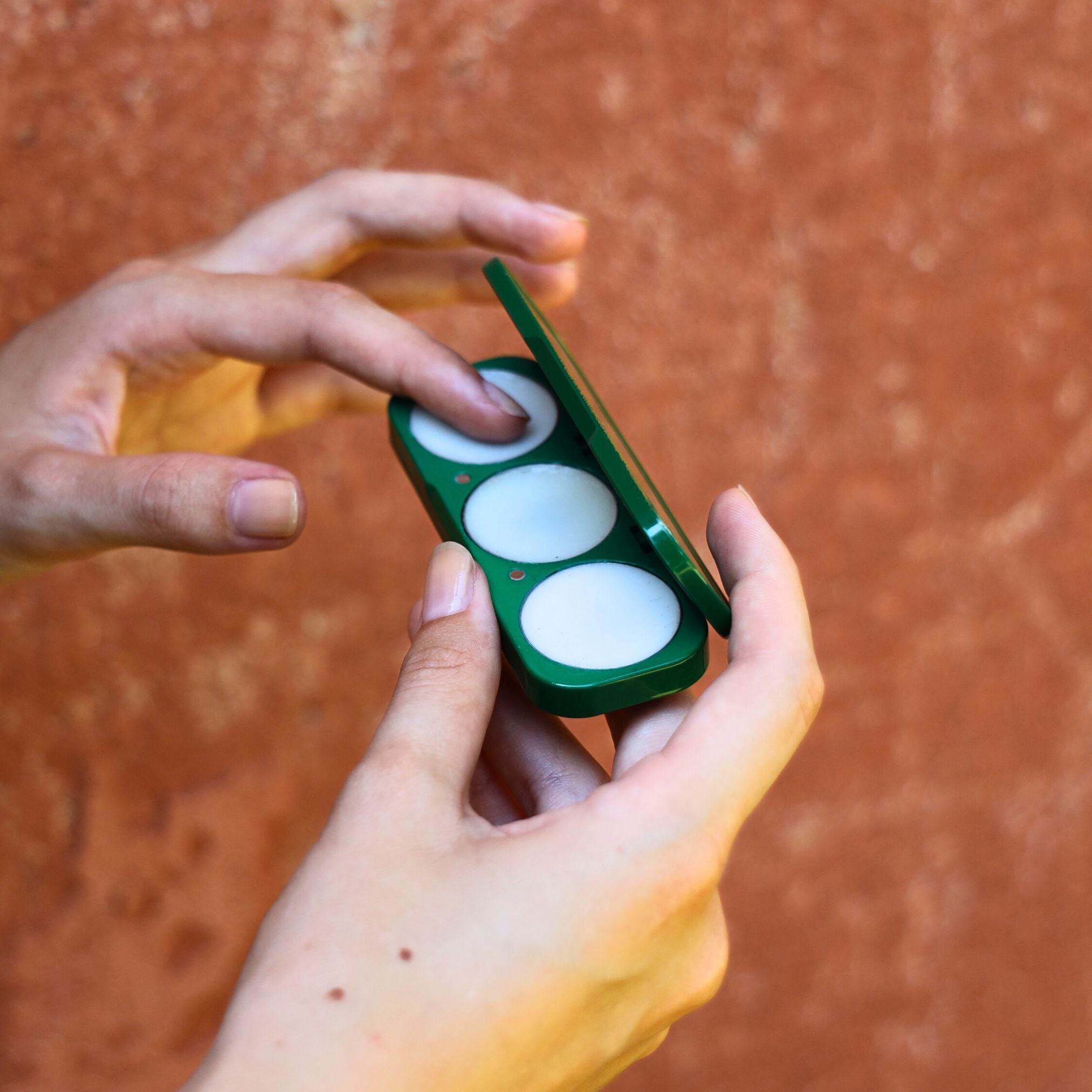 ema fragrance solid perfume compact green application