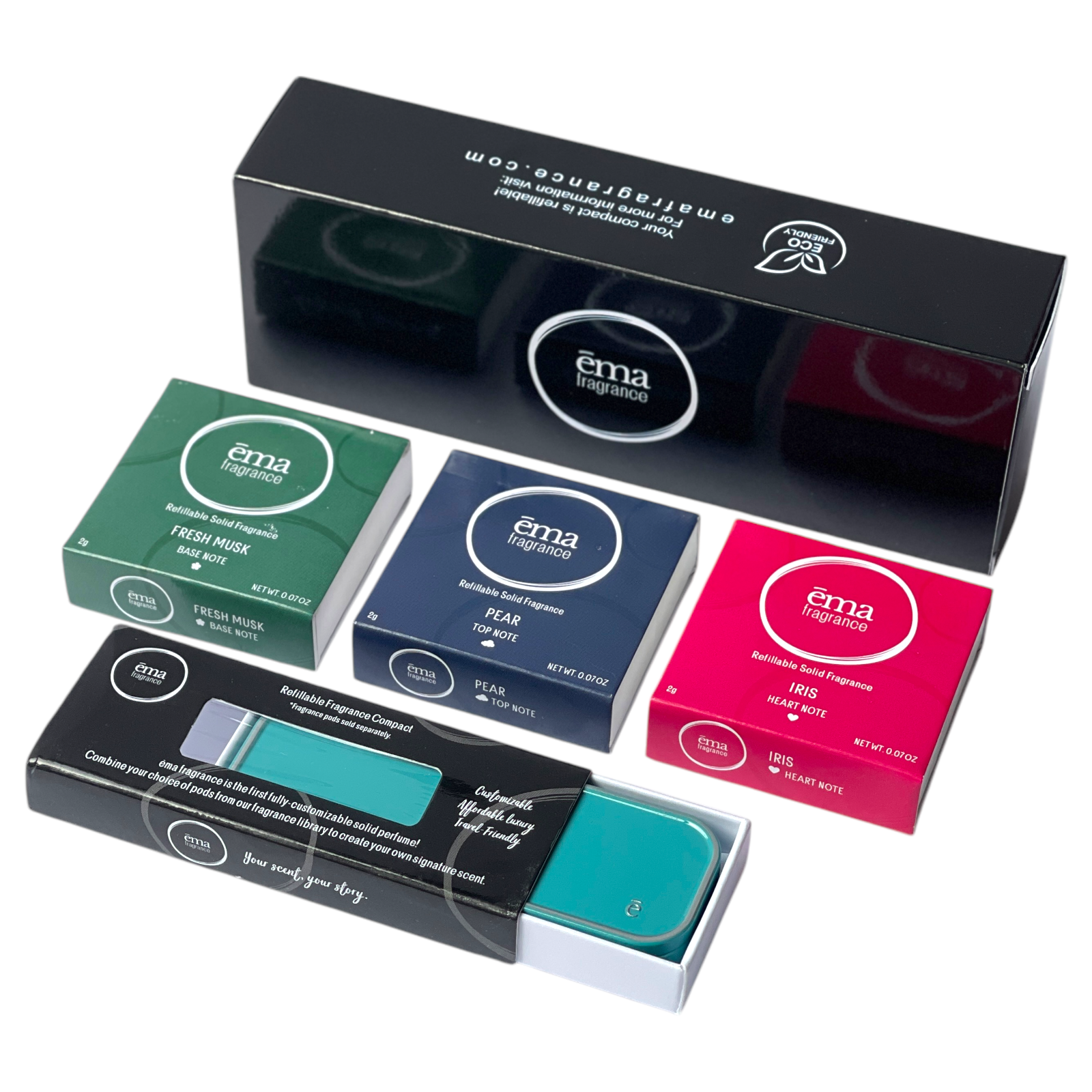 ema fragrance gift set solid perfume with pear, musk and iris