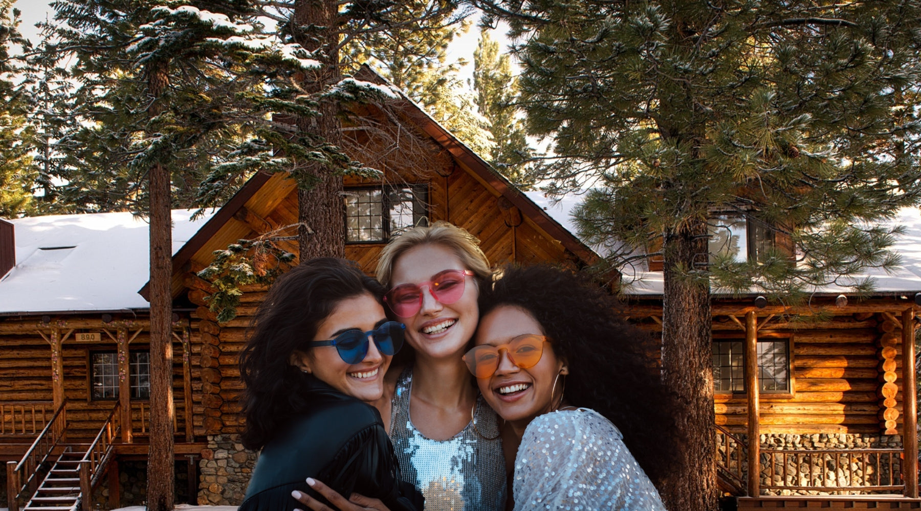 Diverse group of women in a winter setting