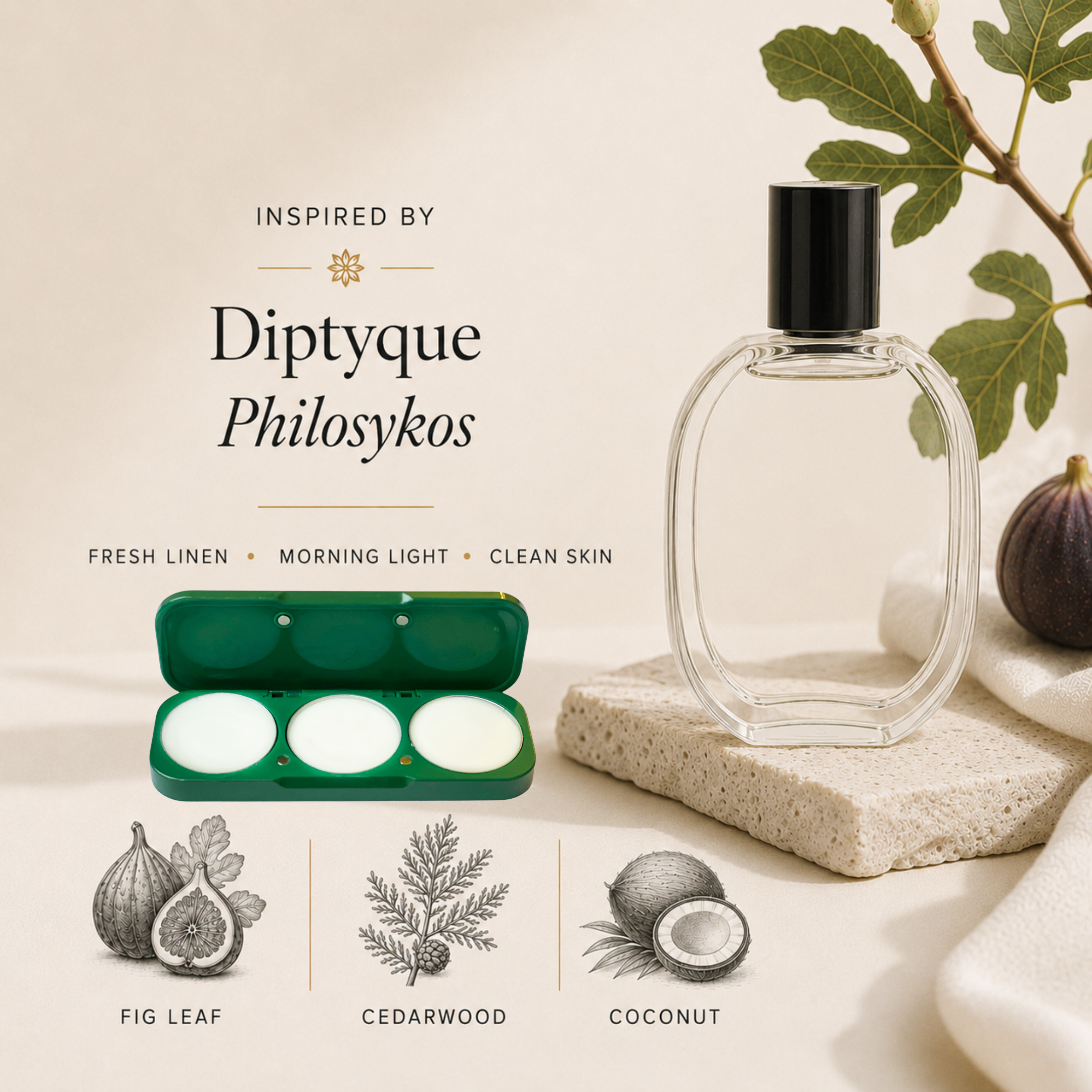 Inspired by Philosykos Solid Perfume | Fig, Cedarwood & Coconut