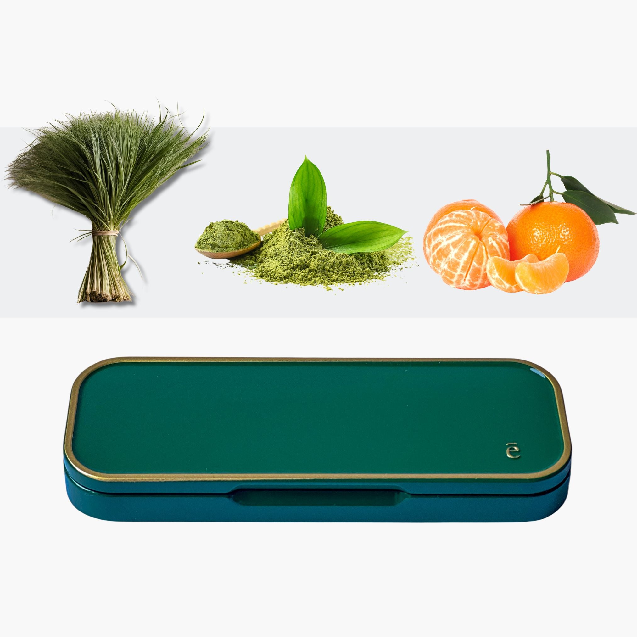 Invigorating Fragrance Set - Vetiver, Green Tea, and Mandarin + Refillable Compact