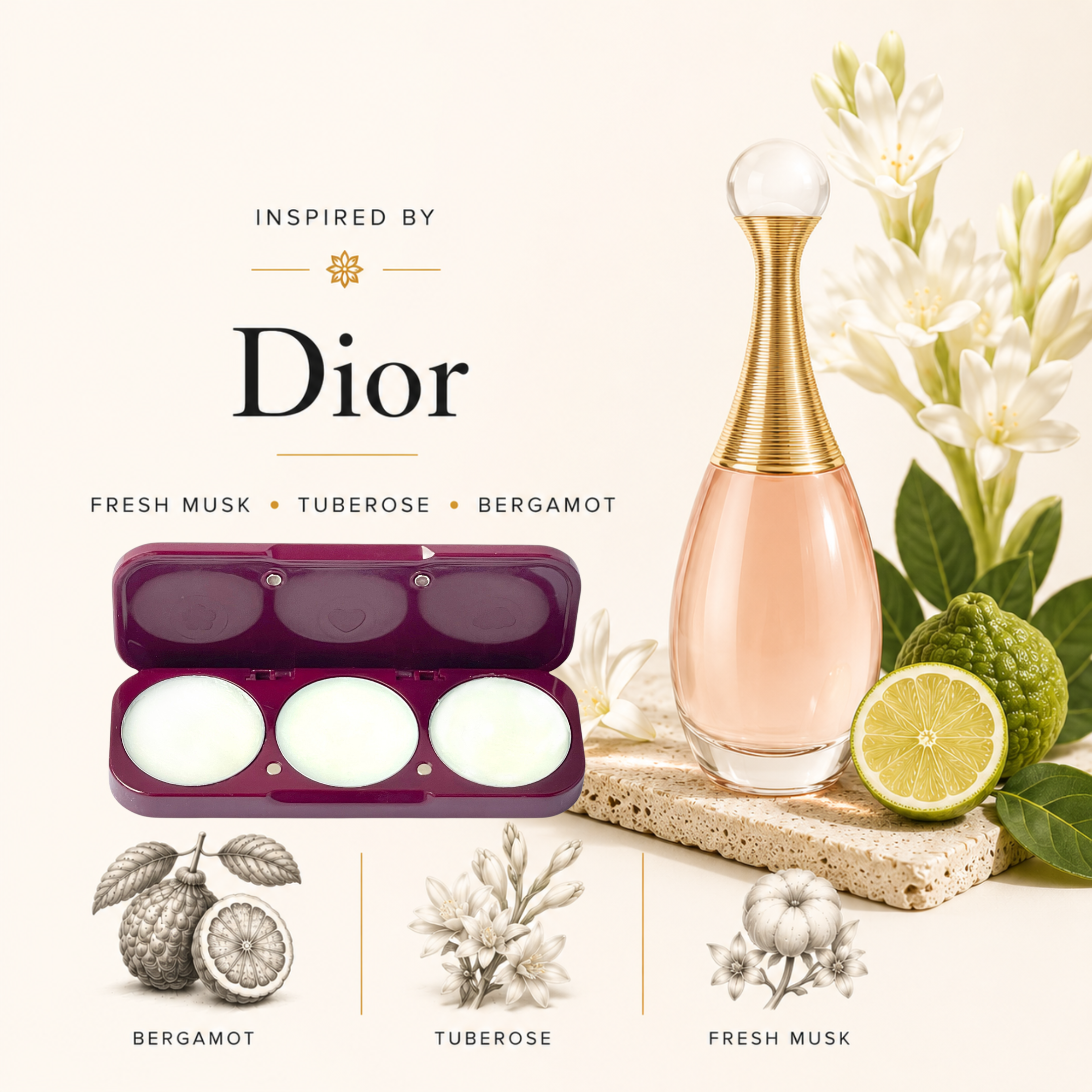 Inspired by Dior - Fresh Musk, Tuberose, Bergamot