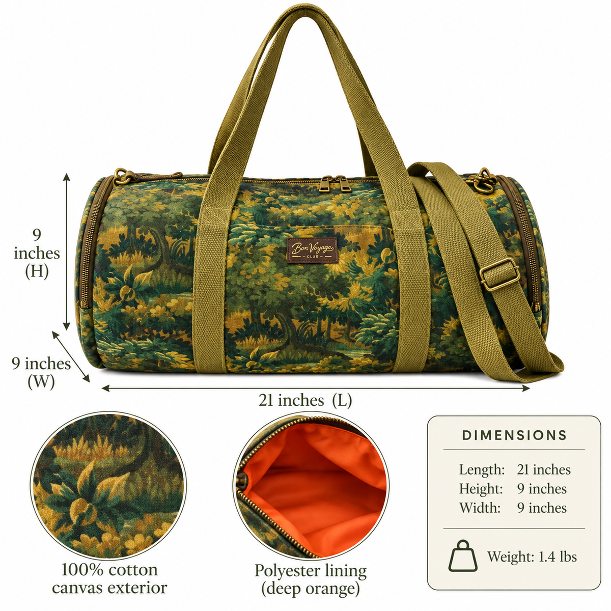 Weekender Tapestry Print Duffle Bag - Provence Verte