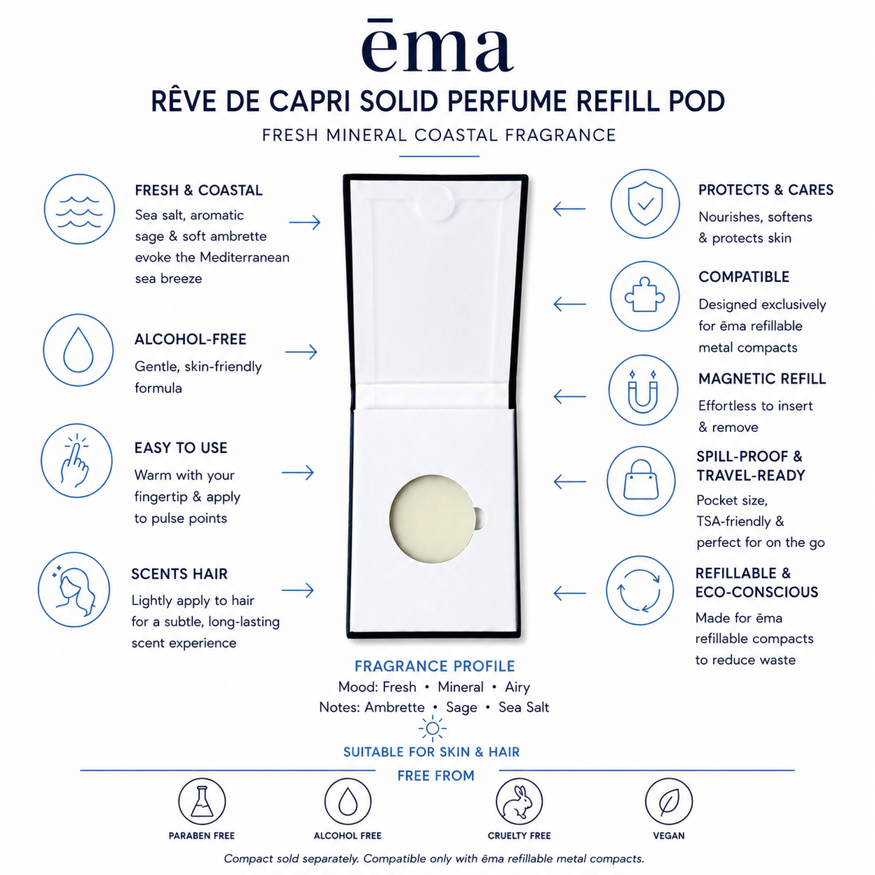 Rêve de Capri Solid Perfume ·  Ambrette, Sage & Sea Salt