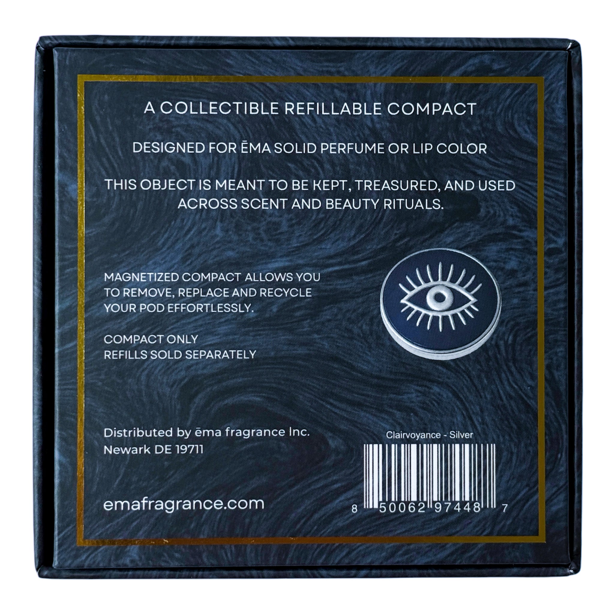 Clairvoyance · Refillable Metal Compact for Solid Perfume & Lip Color